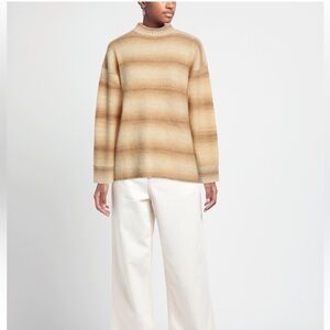 New acne studios kesme women’s Striped Tan and Brown wool blend Sweater sz xs